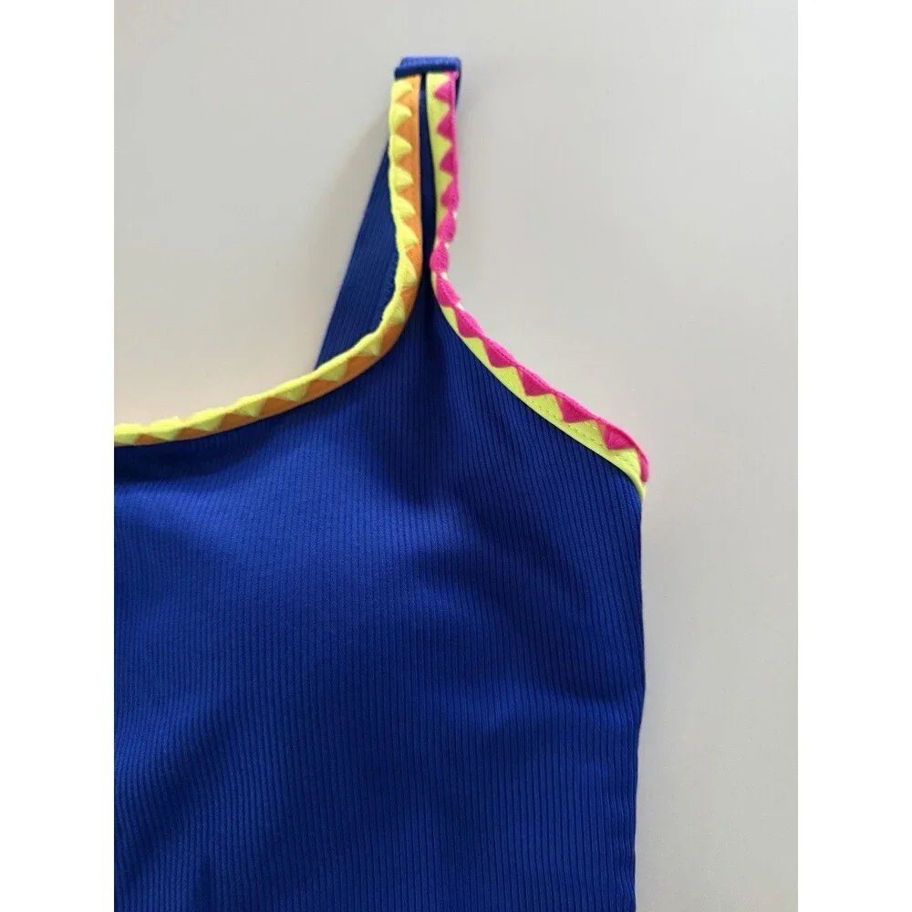 Girls Swimsuit One Piece Swimsuit Solid royal blue Colorful Contrast size 13-14